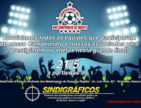 Acompanhe ao vivo a transmissão da final do Campeonato de Futebol Society