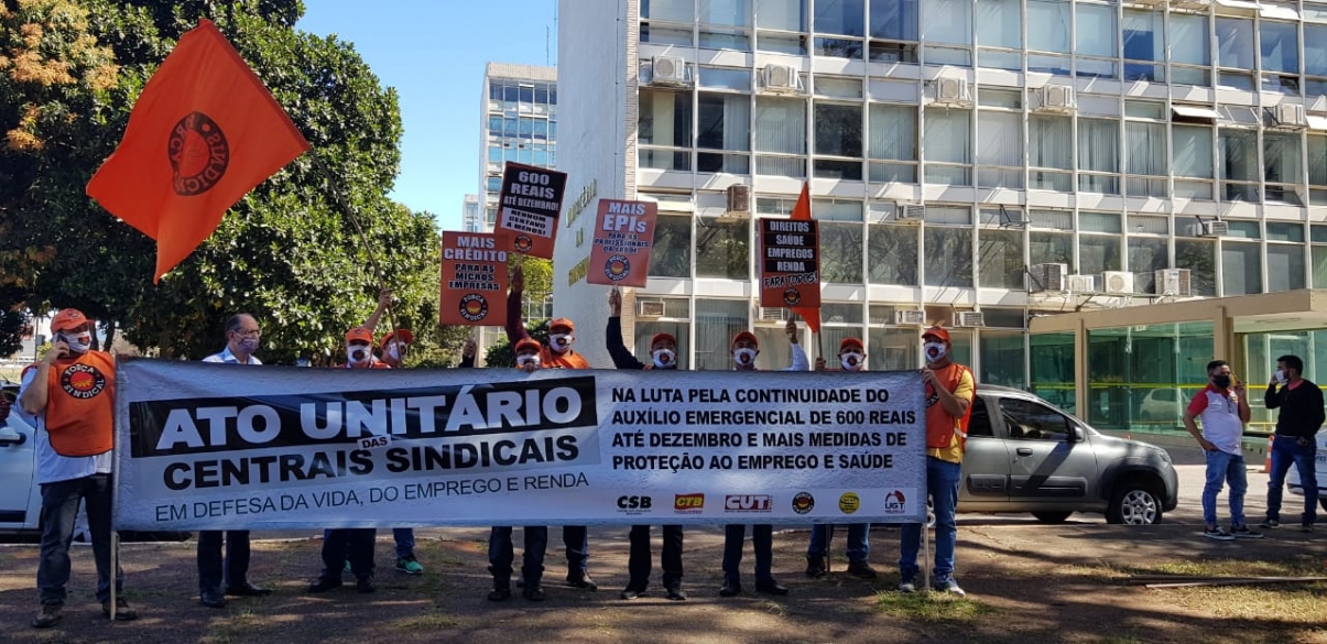 Centrais sindicais fazem ato para garantir emprego e renda durante crise da Covid-19