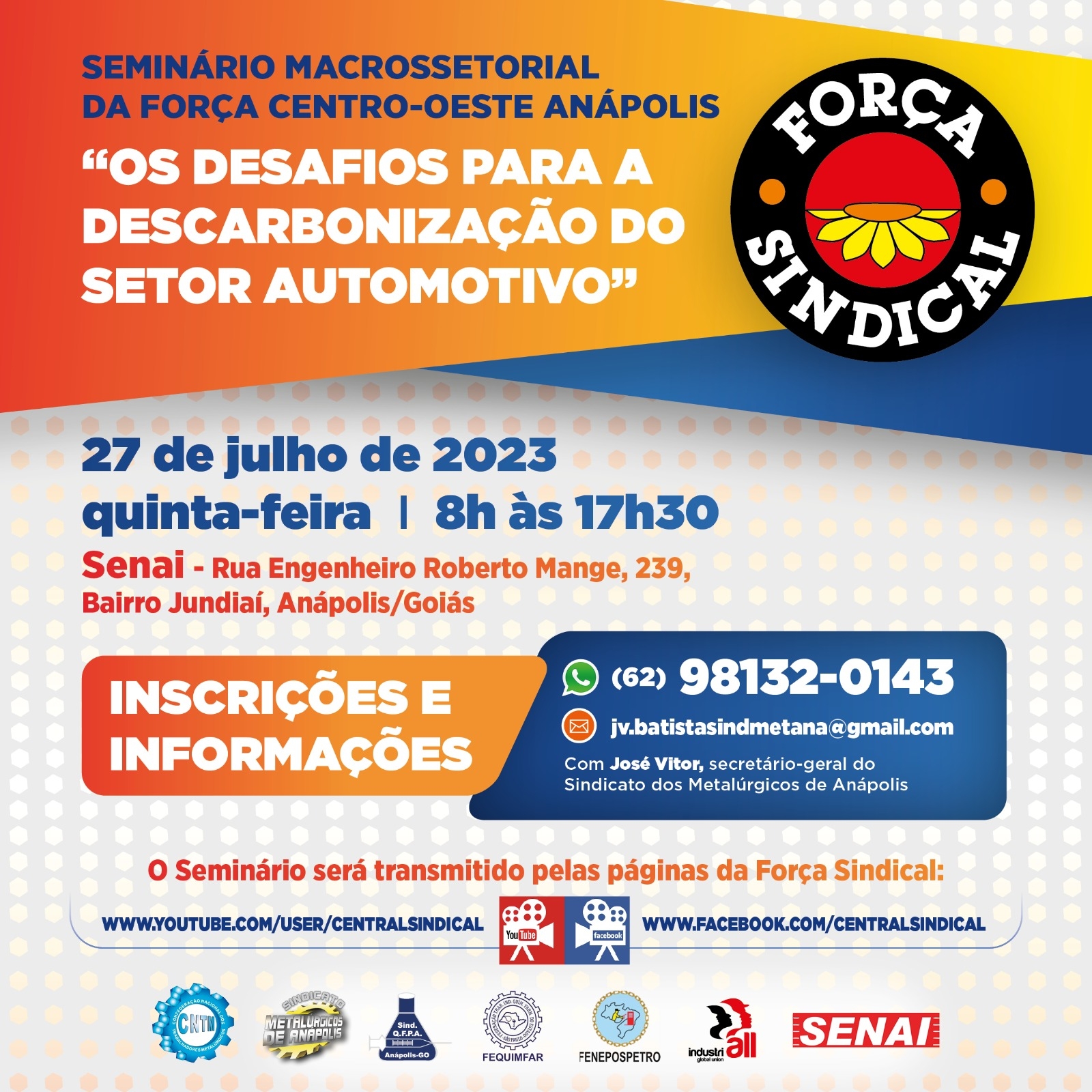 Seminário em Anápolis promove debate sobre descarbonização automotiva na quinta (27)