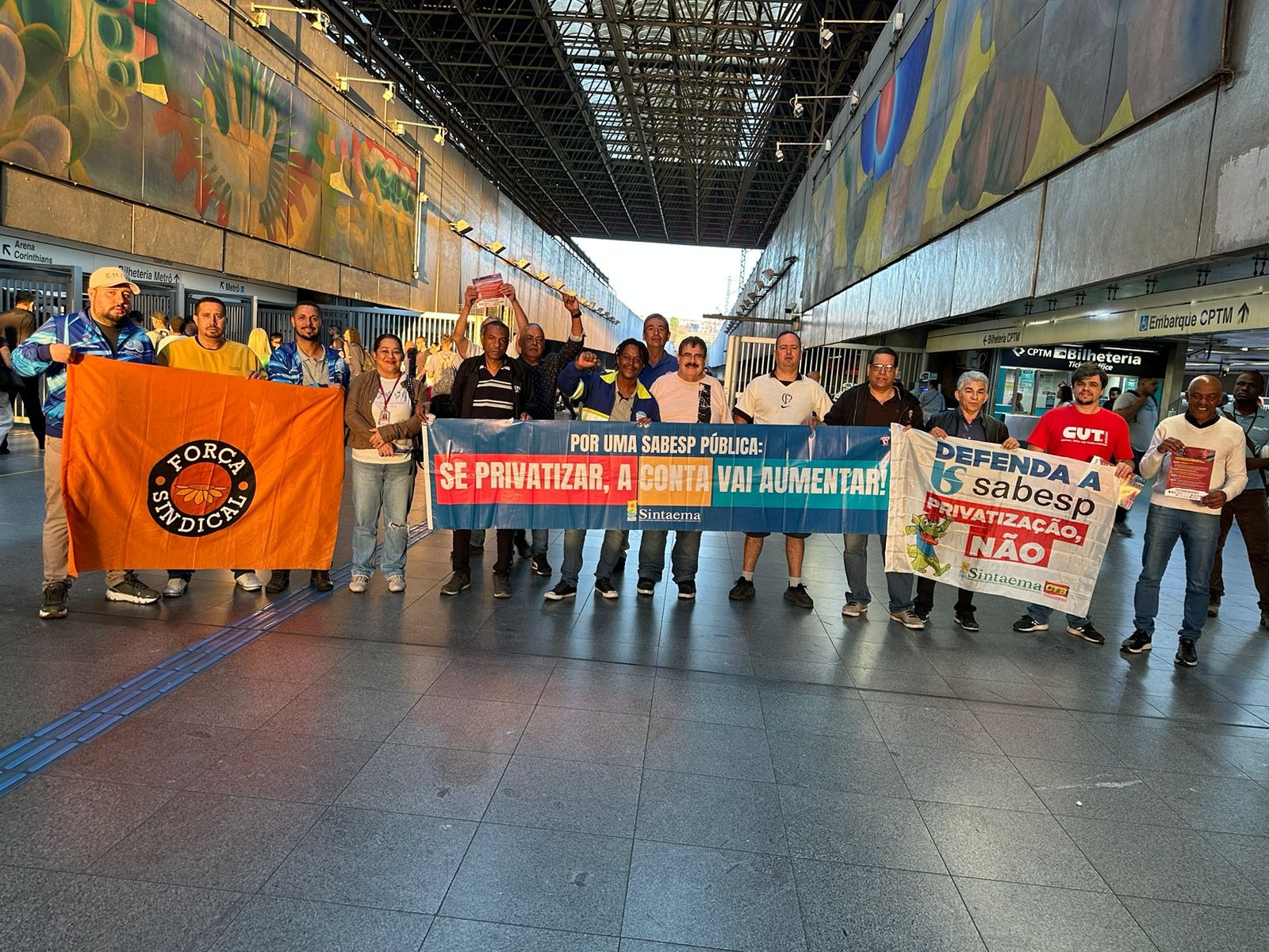 Sindicalistas da Força participam de mobilização contra privatização da Sabesp