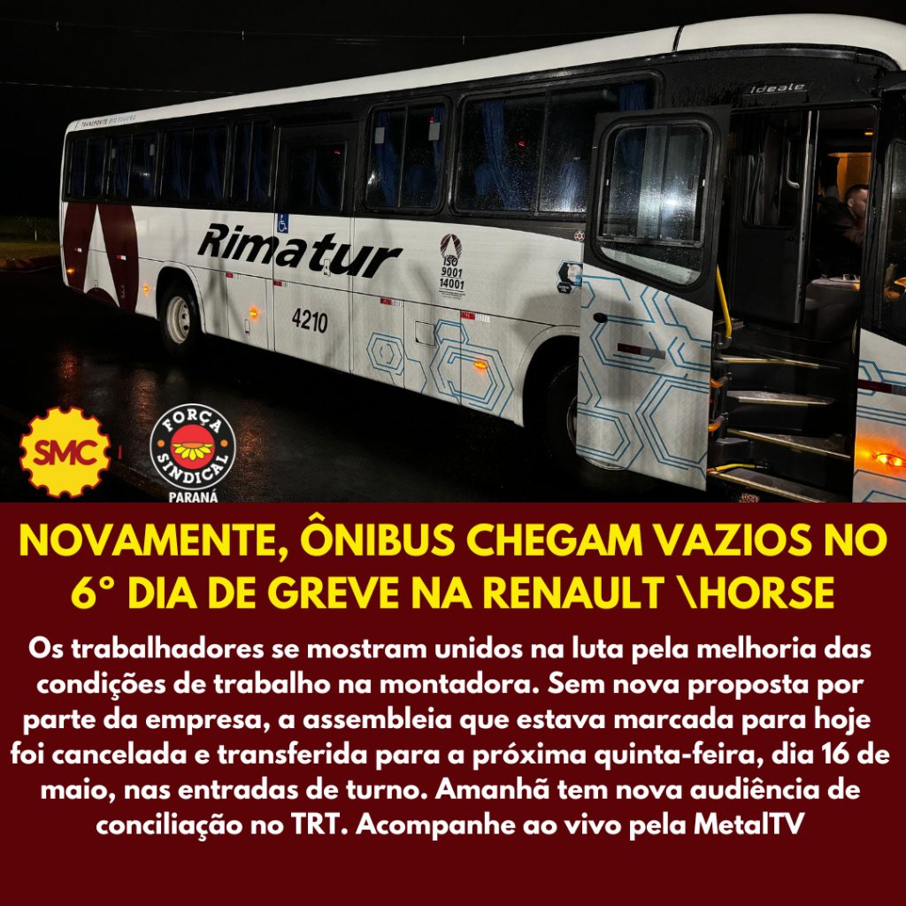 Ônibus vazio no 6º dia de greve na Renault