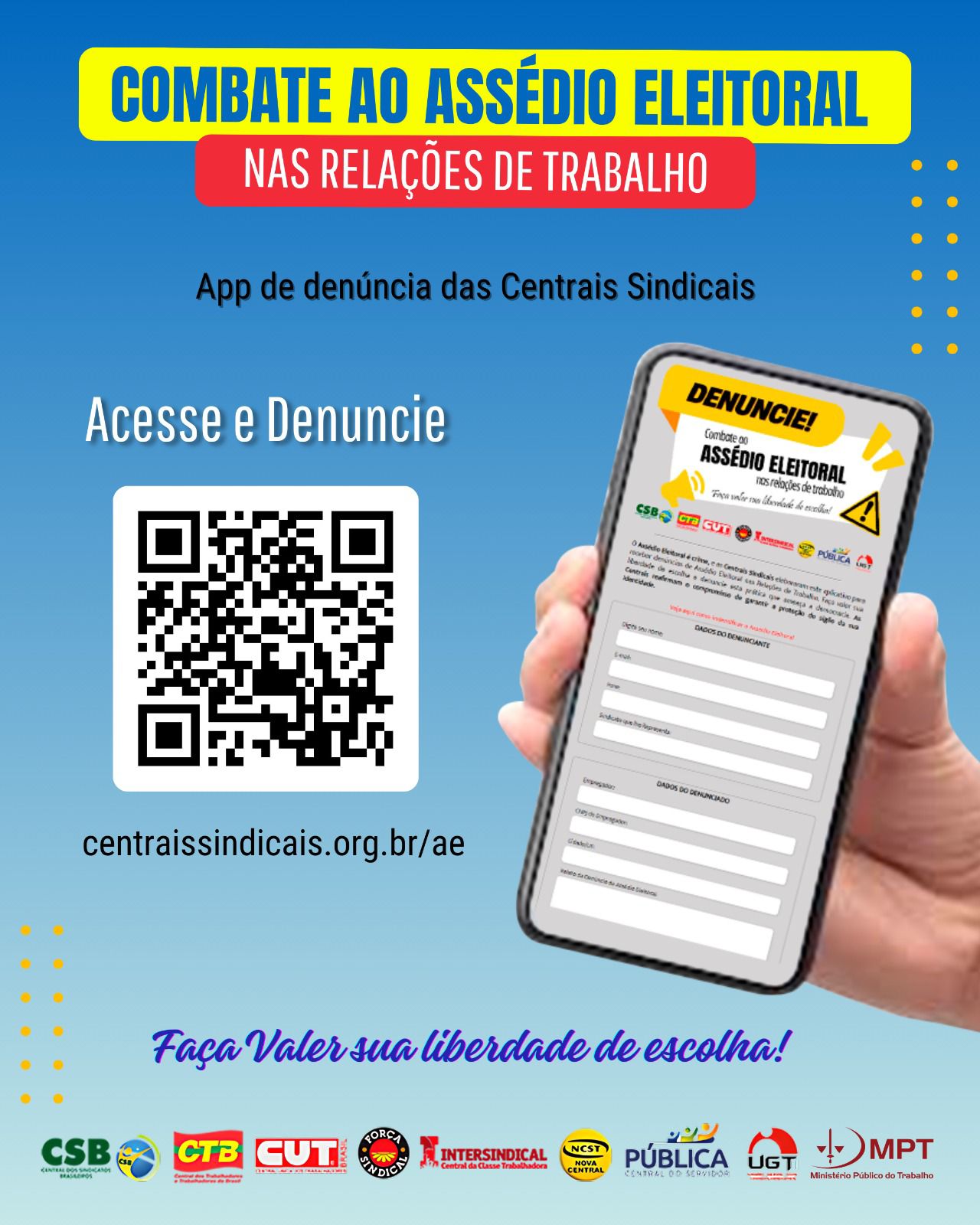 Centrais Sindicais e MPT lançam campanha contra o assédio eleitoral