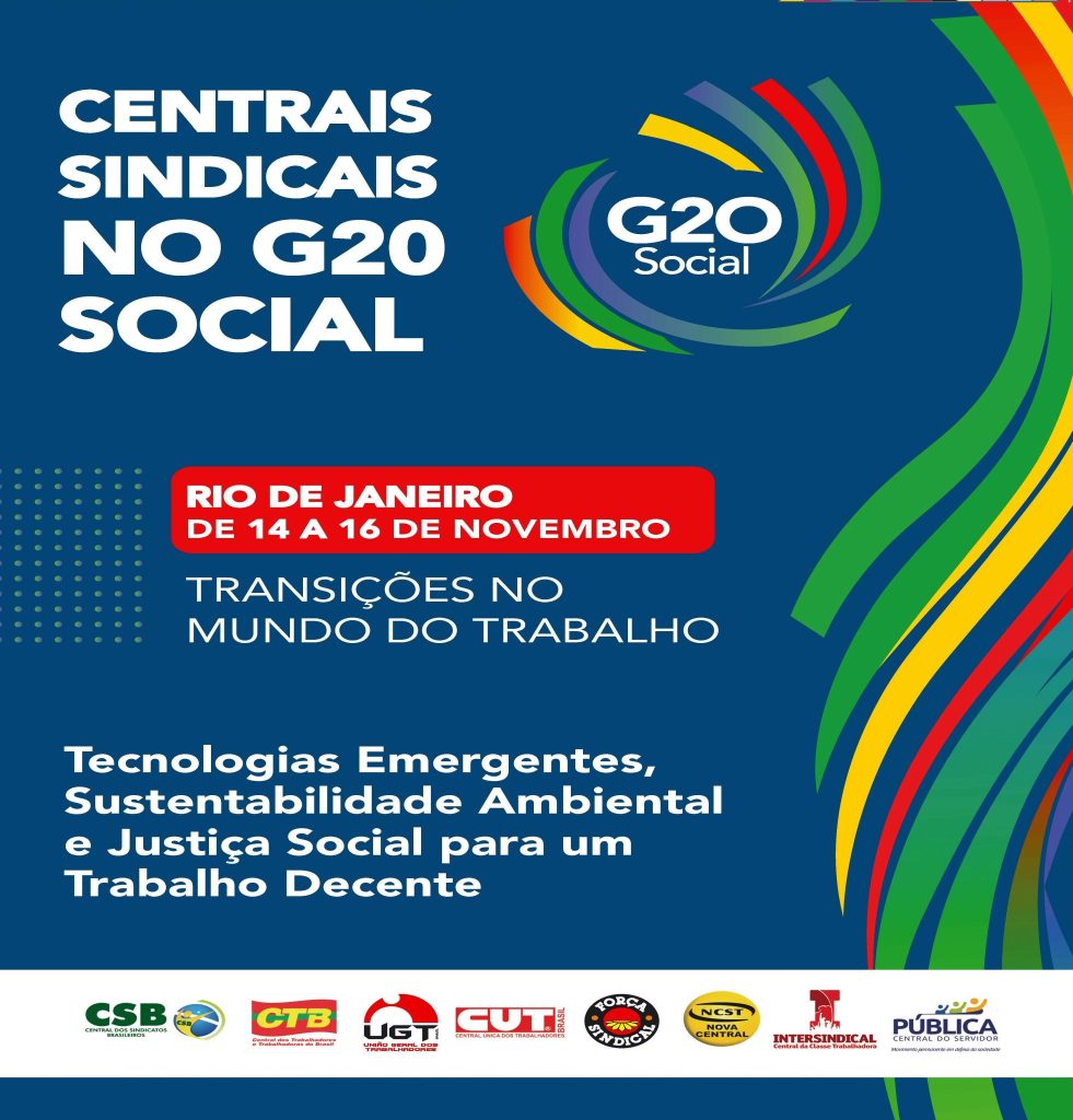 Centrais sindicais apresentarão documento unitário no G20 Social