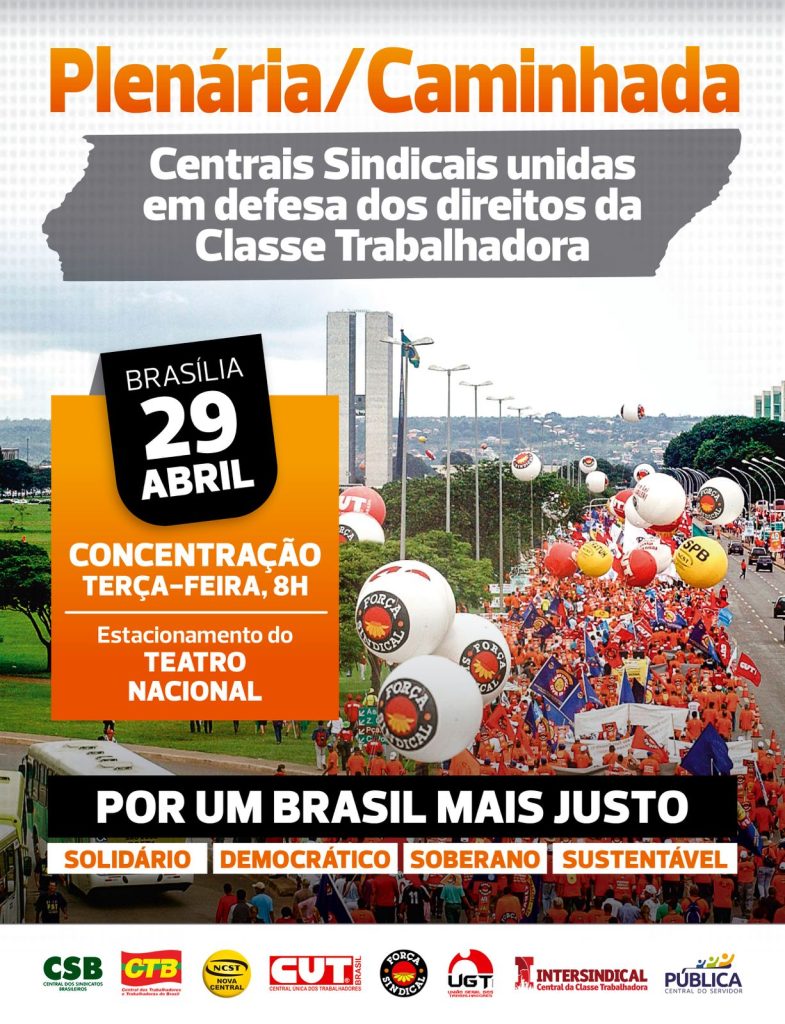 É importante reforçar que a participação de todas as entidades sindicais é fundamental. A concentração será do ato será, a partir das 8 horas, no Estacionamento do Teatro Nacional