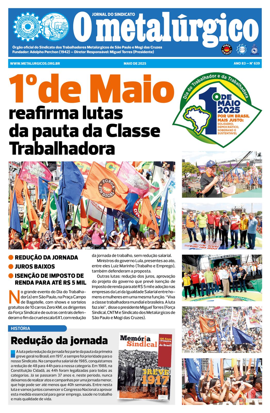 Jornal O Metalúrgico destaca 1º de Maio 2025