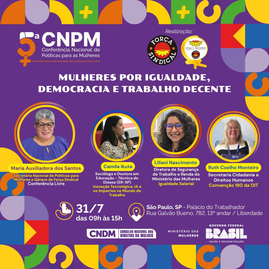 Força convoca mulheres para 5ª Conferência por igualdade