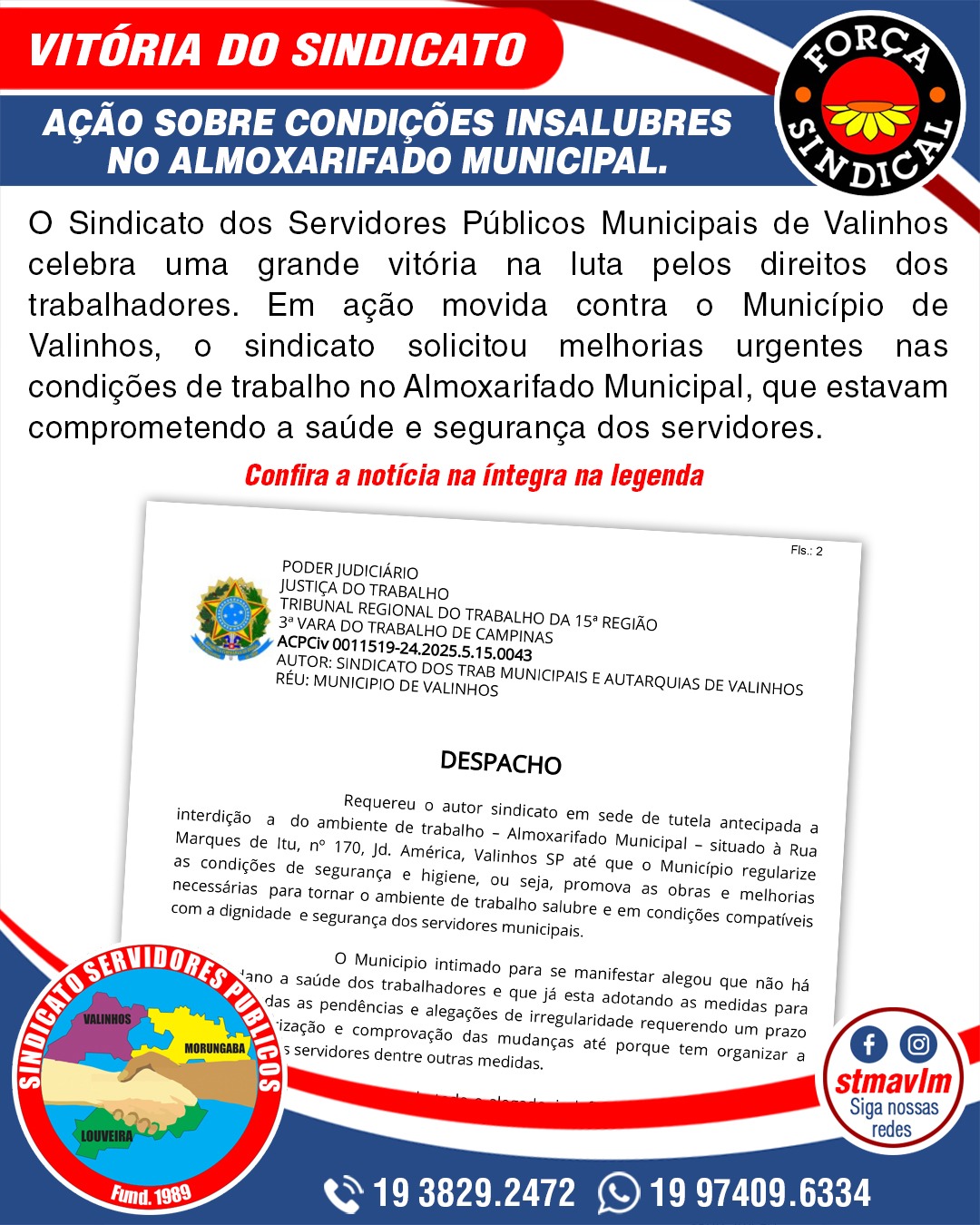 Justiça manda regularizar condições do Almoxarifado Municipal em Valinhos