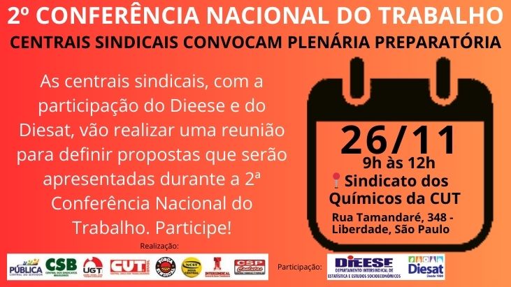 Centrais convocam plenária preparatória para etapa Estadual da 2ª CNT