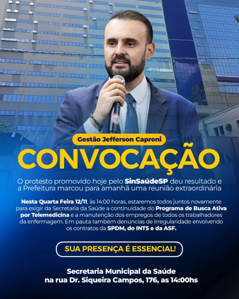 SinSaúdeSP convoca nova mobilização para quarta-feira