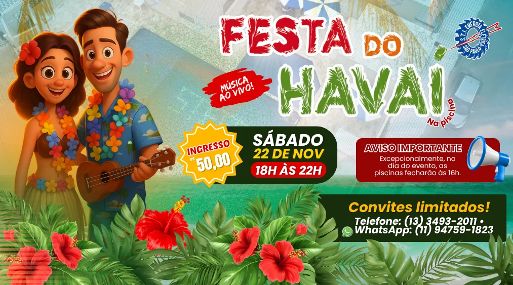 Festa do Havaí anima Colônia de Férias dos Eletricitários SP