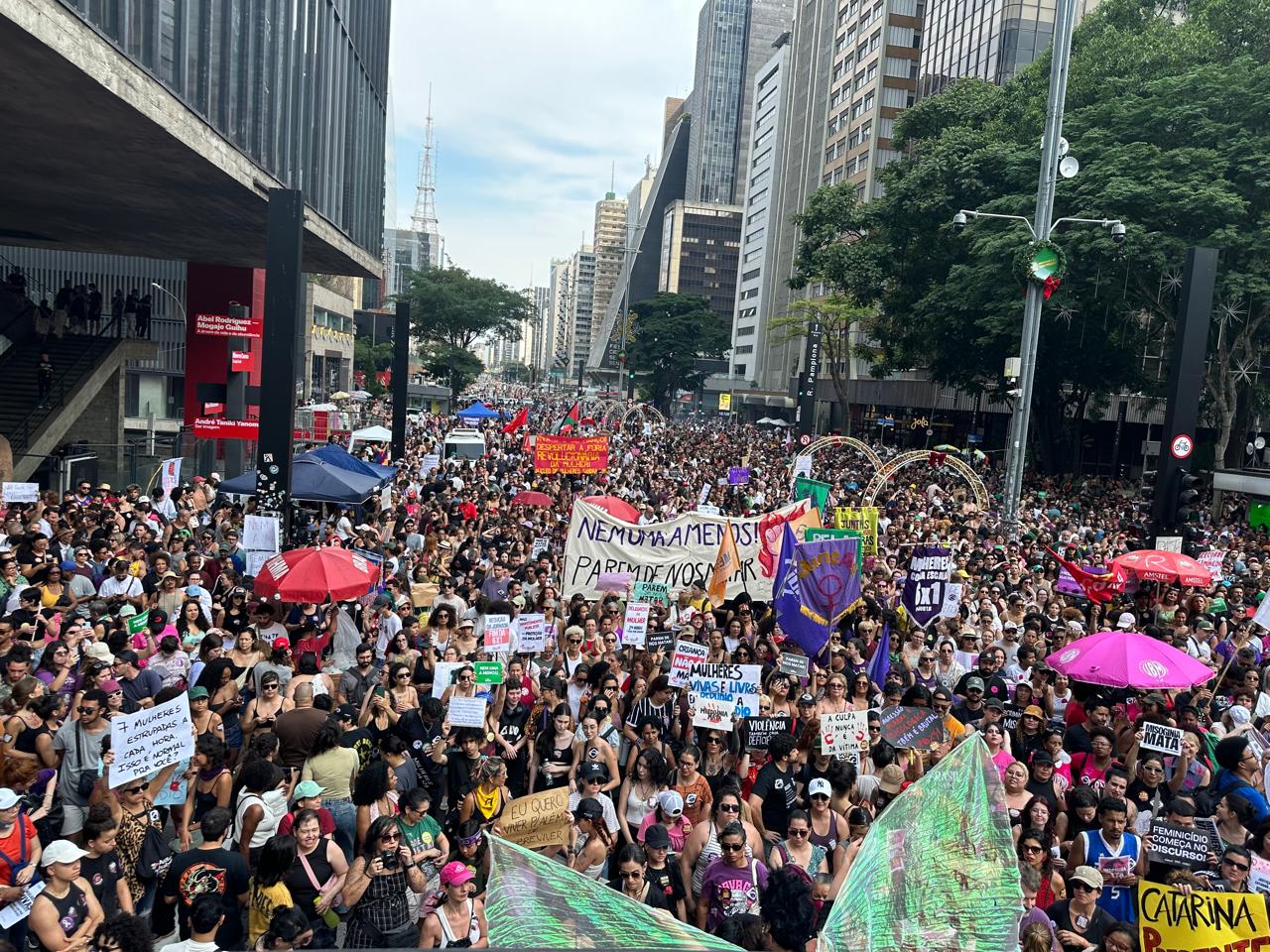 Ato na Paulista reforça luta nacional contra violência às mulheres