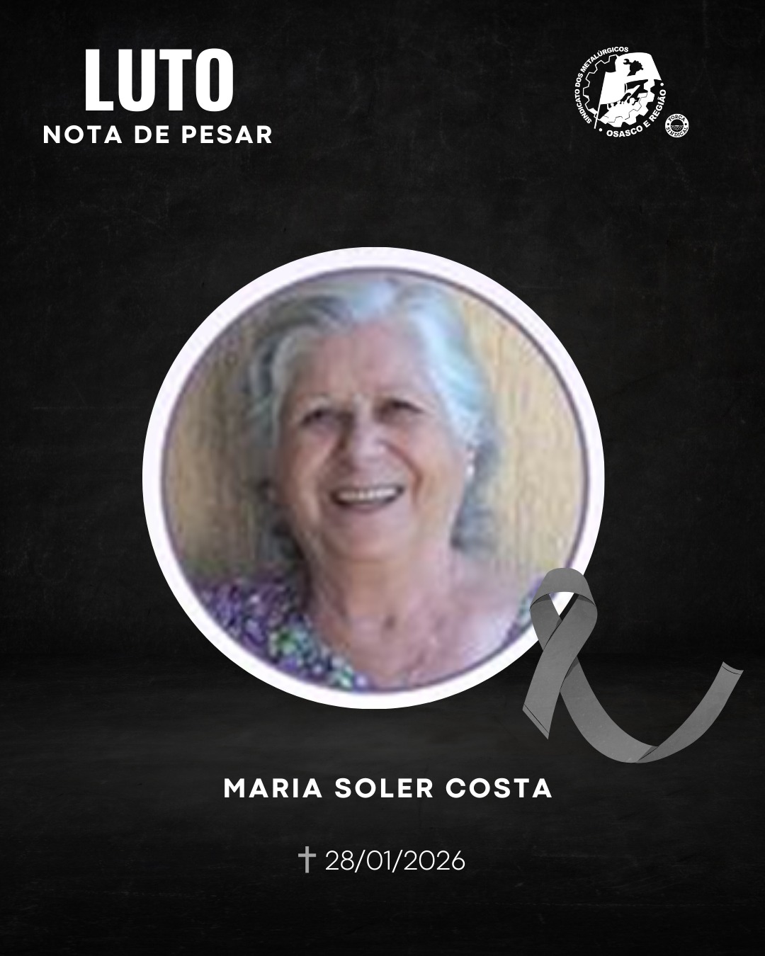 Nota de pesar: Maria Soler Costa