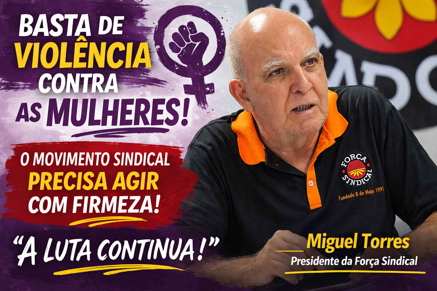 Miguel Torres cobra combate à violência contra mulheres