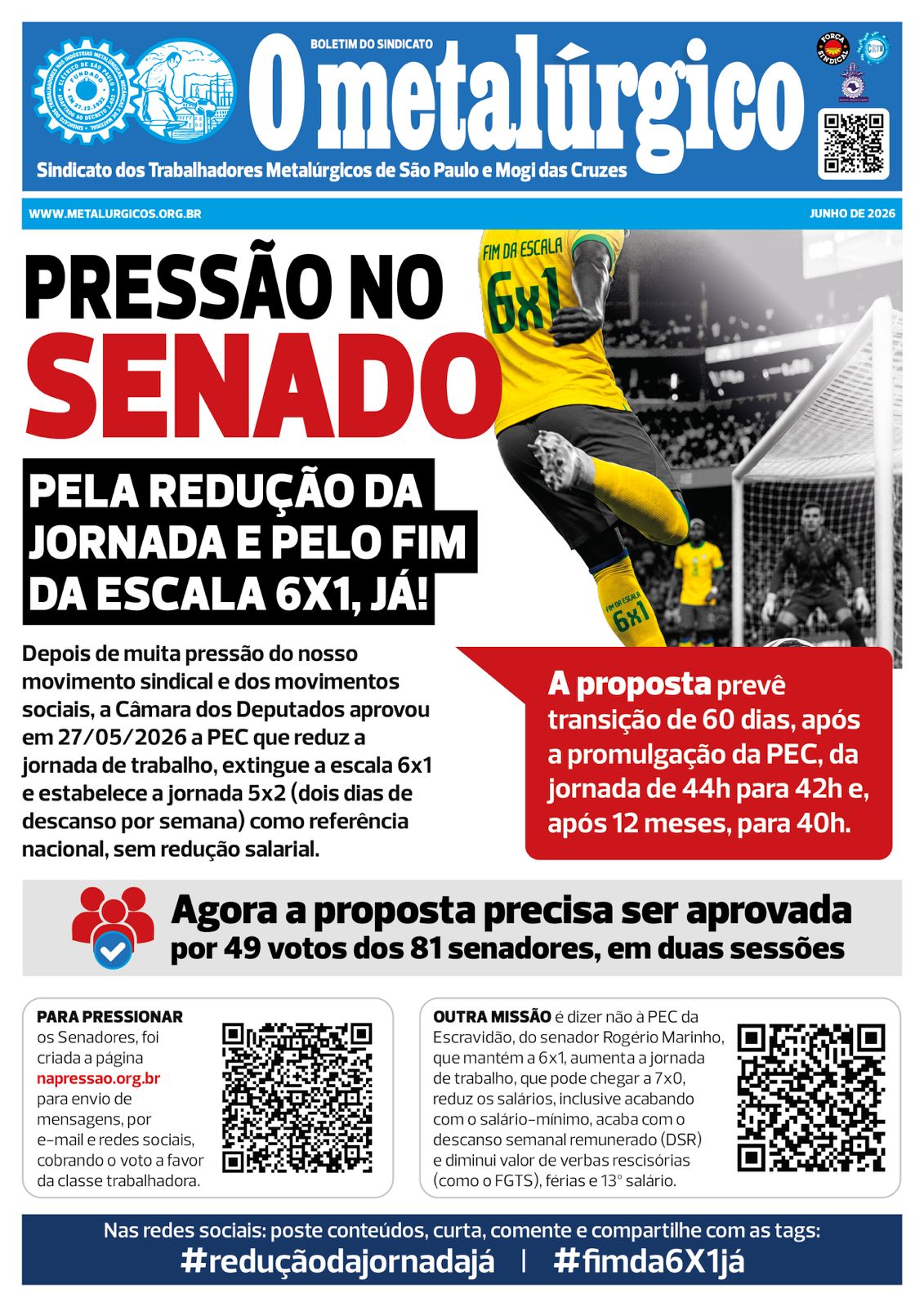 Metalúrgicos SP intensificam pressão por jornada menor no Senado