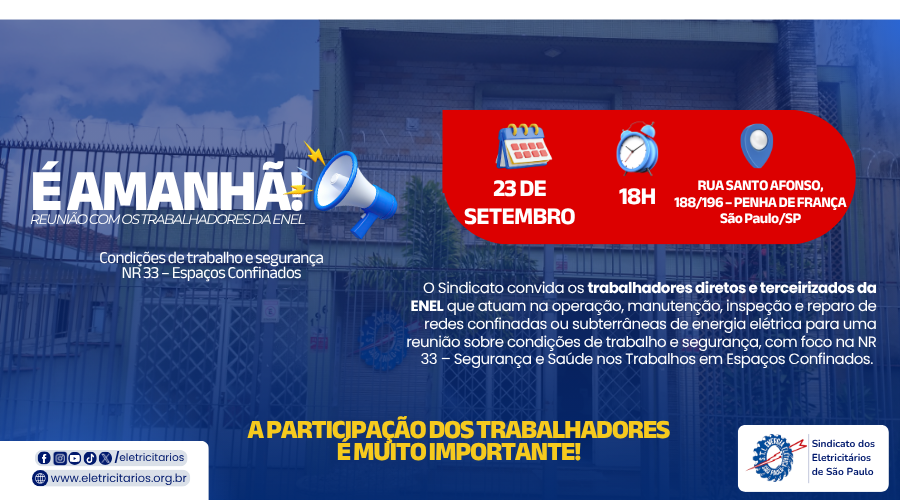 Eletricitários debatem segurança no trabalho na Enel