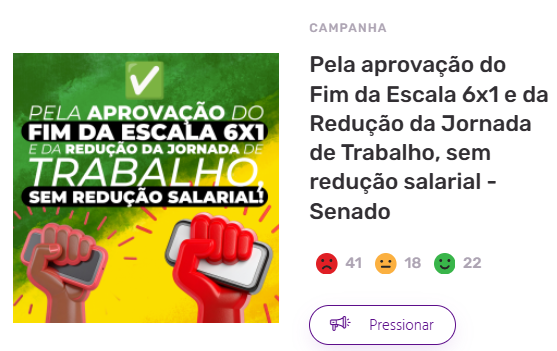 Na Pressão mobiliza pelo fim da escala 6×1