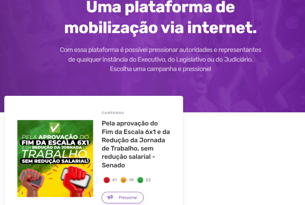 Na Pressão mobiliza pelo fim da escala 6×1