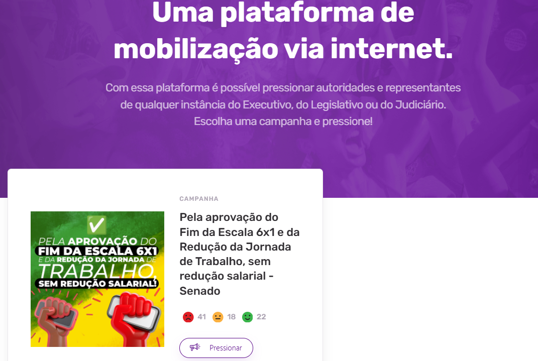 Na Pressão mobiliza pelo fim da escala 6×1